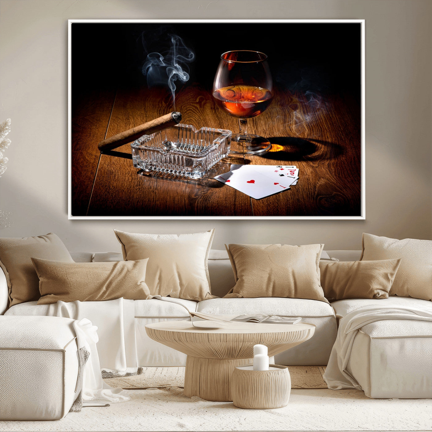 -Whiskey Cigar Wall Art Canvas Print Kitchen Wall