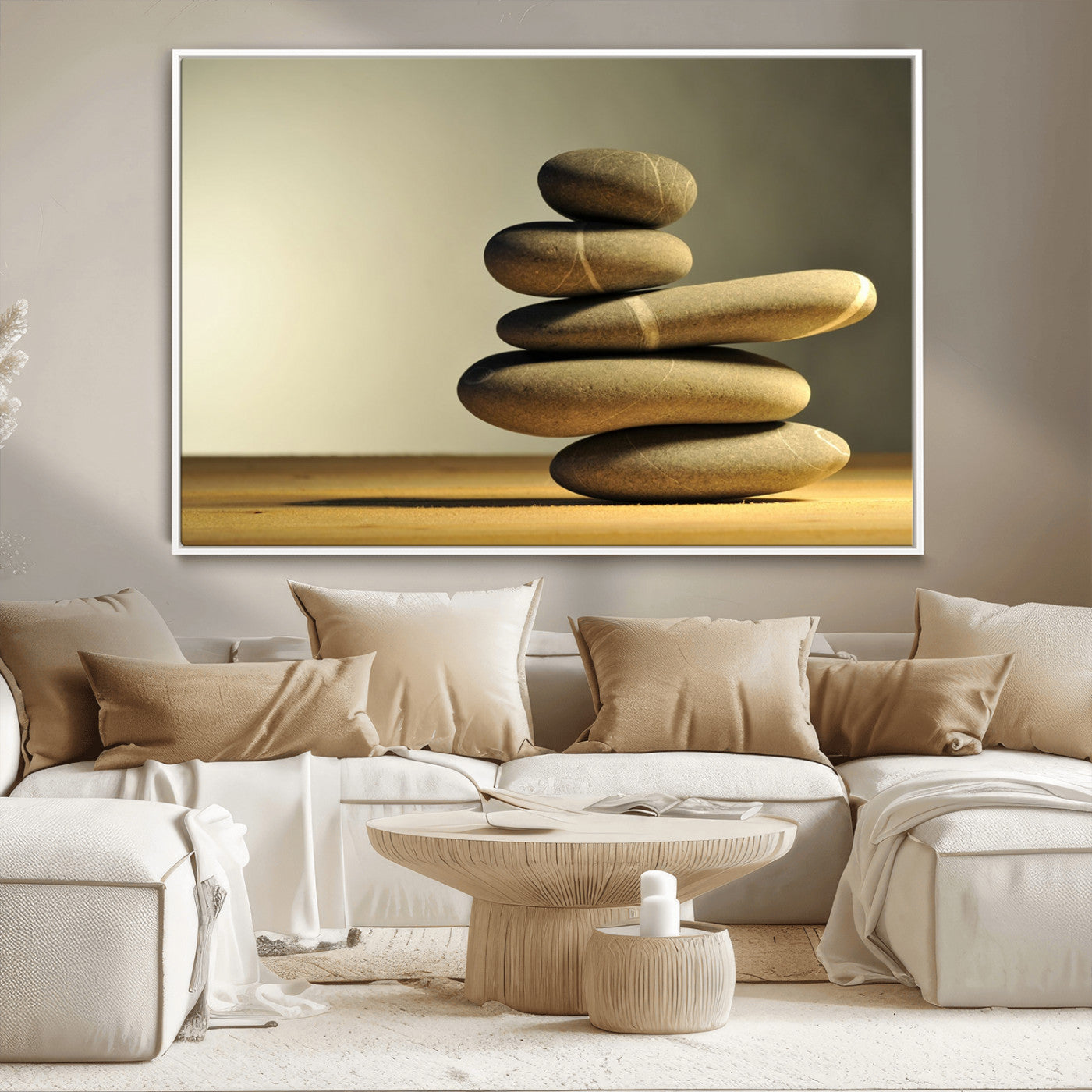 -Fluvial Zen Stones Canvas Wall Art Print
