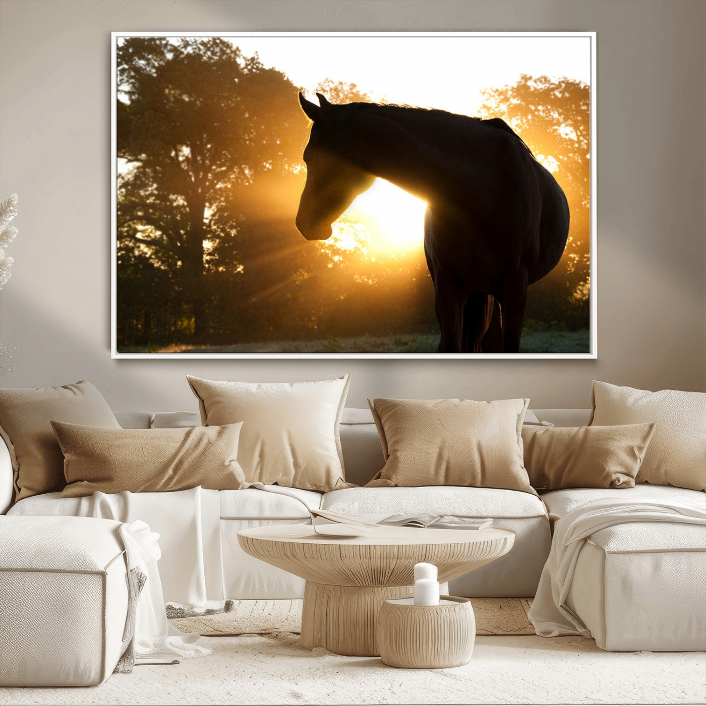 -Horse at Sunset Wall Art Animal Canvas Print