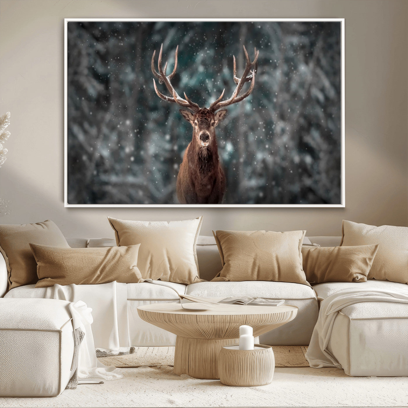 -Wall Art Deer Art Animal Canvas, Framed Wall Art Deer Canvas Print