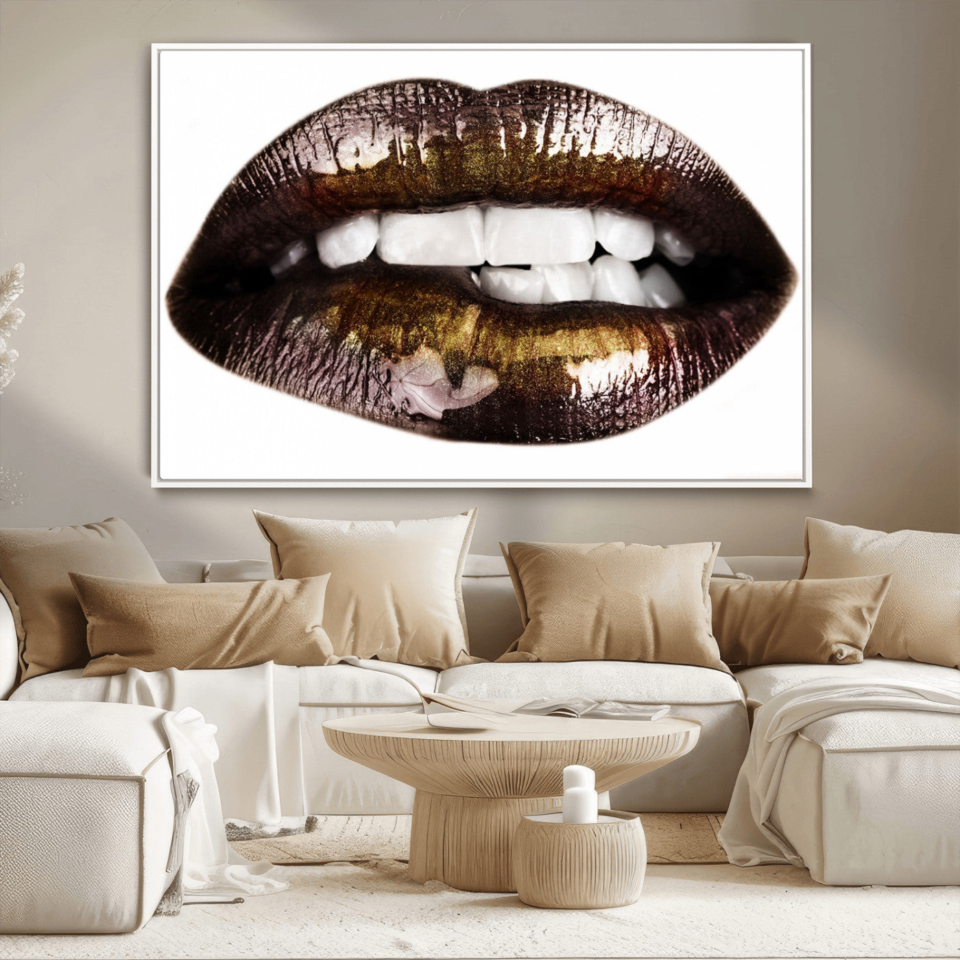 -Close Up Lips Wall Art Canvas Print