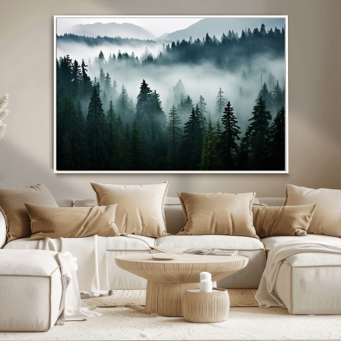 -Captivating Misty Forest Wall Art Canvas, Premium Canvas Print a Foggy and Serene Atmosphere