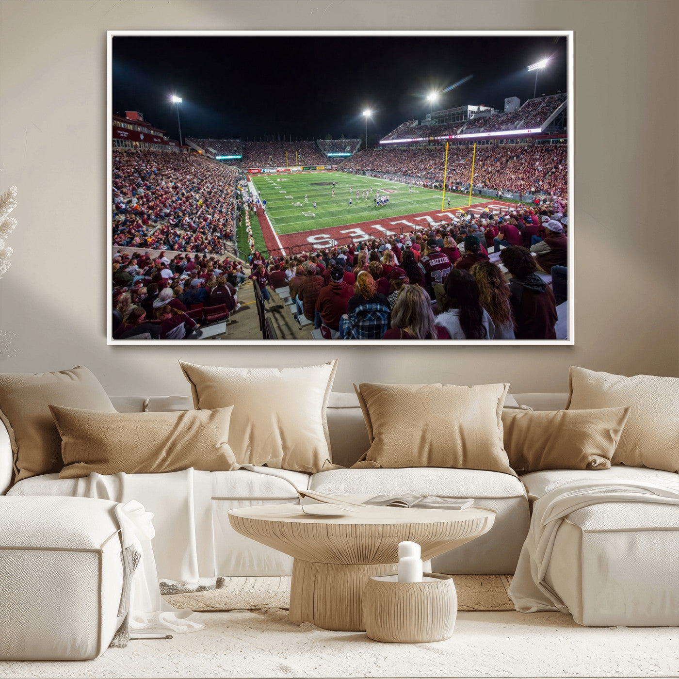 -American Football Wall Art Canvas Print Framed Stadium Sport Wall Art Print Iconic Game Day Decor for Home, Office
