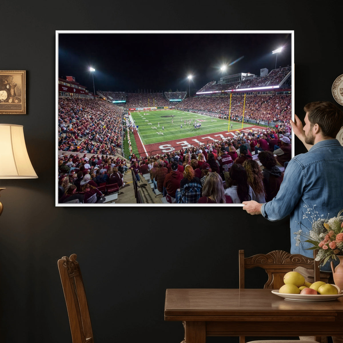56191-MGV-CV-36X24 - Washington Grizzly Stadium American Football Wall Art Canvas Print, Sports Wall Art Print, Game Room Decor-1