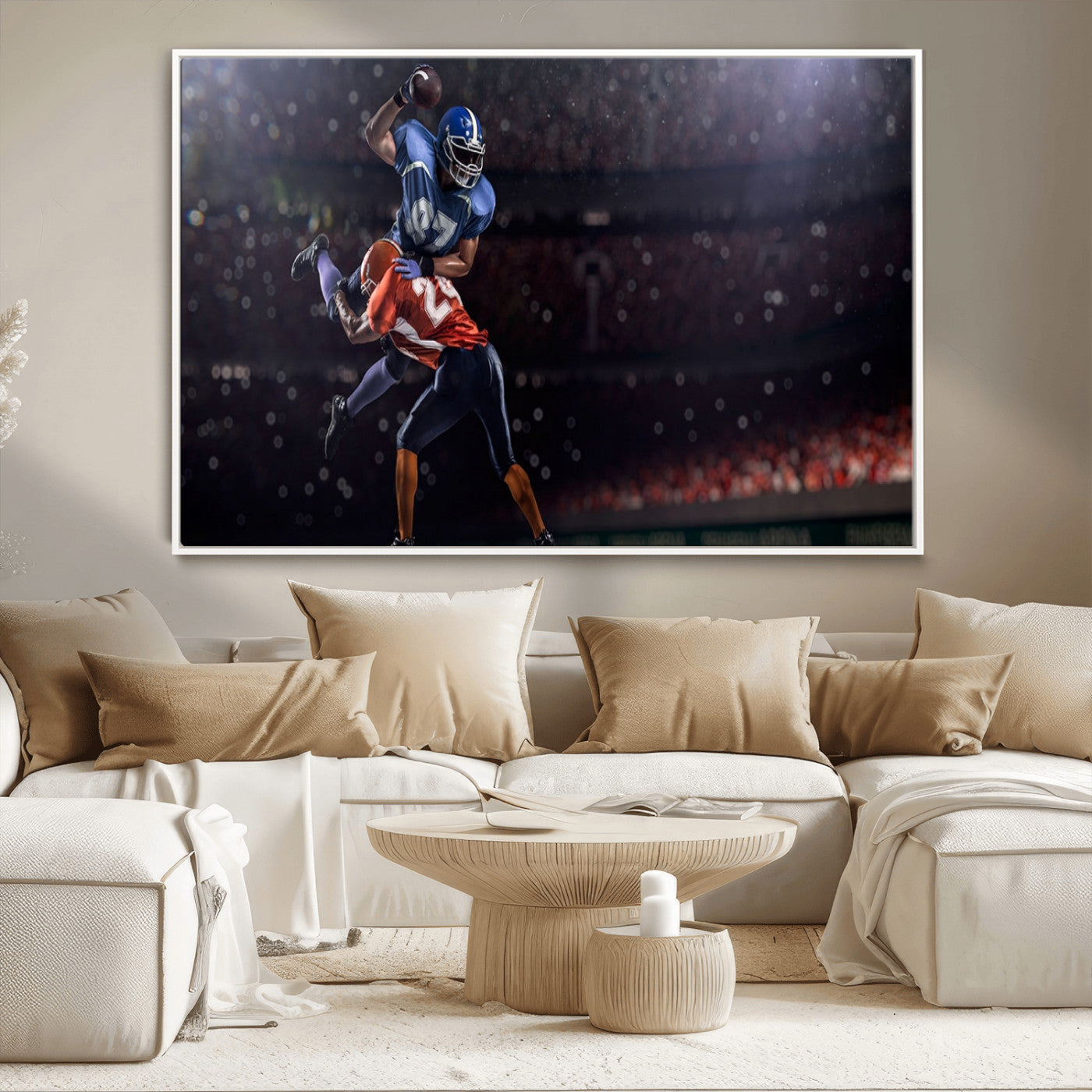 68009-MGV-FC-36X24_White-American Football Wall Art Canvas Print, Stadium Sport Wall Art Print
