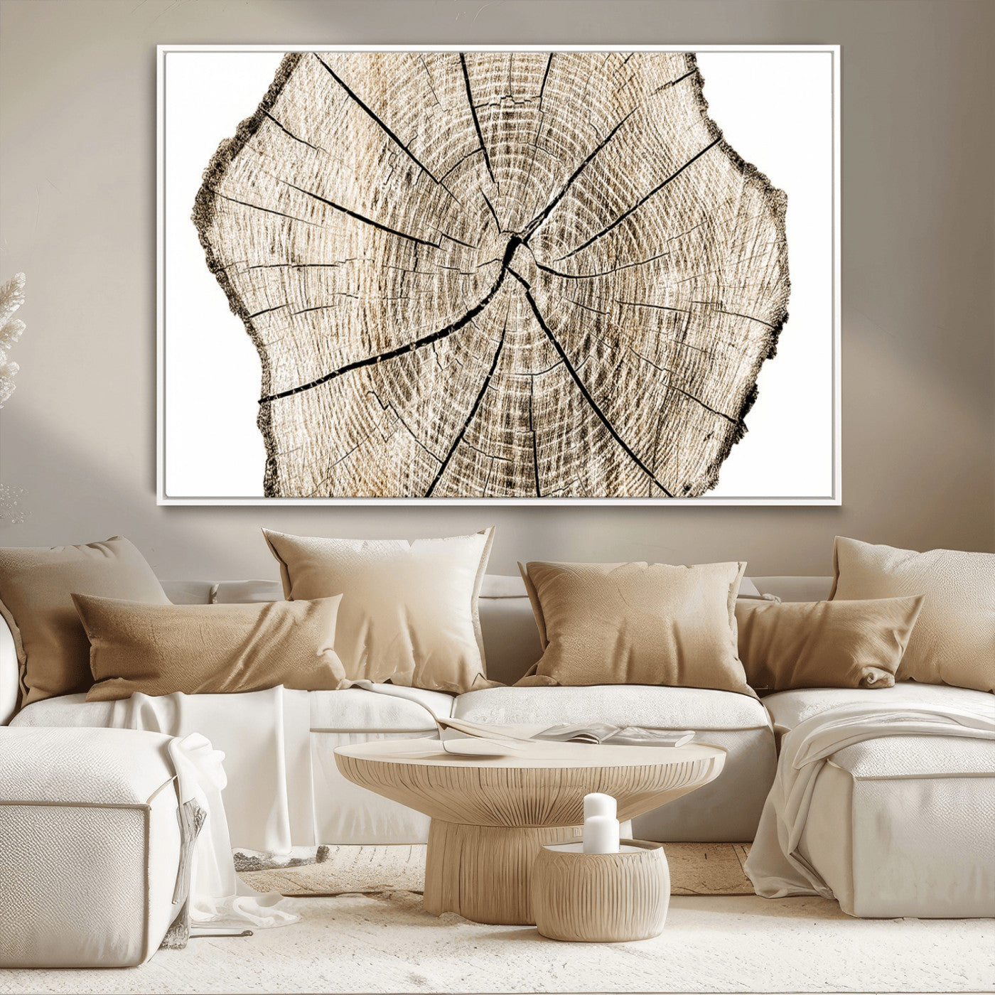 12450-MGV-CV-36X24-Abstract Wood Tree Ring Wall Art - Ready to Hang Minimalist Wooden Design for Rustic & Contemporary