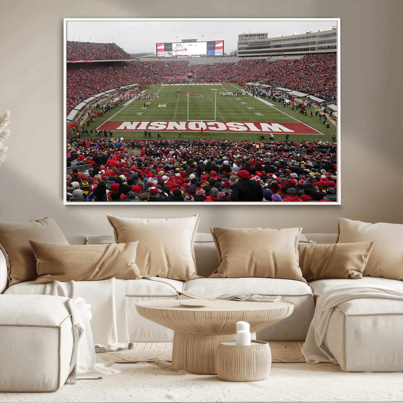 23461-MGV-CV-36X24-Wisconsin Badgers Team Print Canvas - Madison Camp Randall Stadium Wall Art Canvas Print