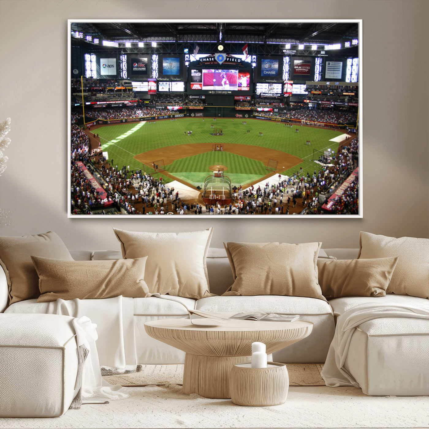 91630-MGV-CV-36X24-Arizona Diamondbacks Baseball Team Print - Phoenix Chase Field Baseball Stadium Wall Art Canvas