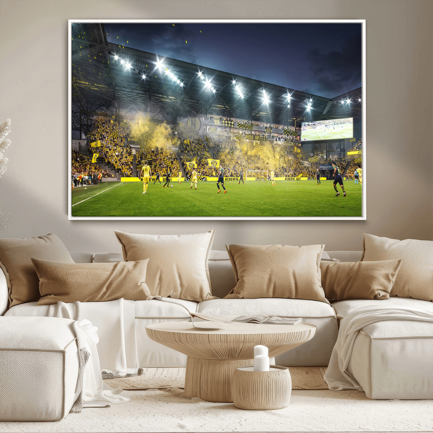 65820-MGV-CV-36X24-Columbus Crew Stadium Match Triple Canvas Wall Art - Dynamic MLS Game Scene Canvas Wall Art