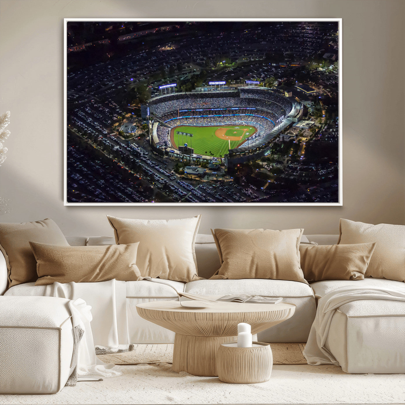 20932-MGV-CV-36X24-Los Angeles Dodgers Dodger Stadium Wall Art Canvas Print - MLB Baseball Stadium