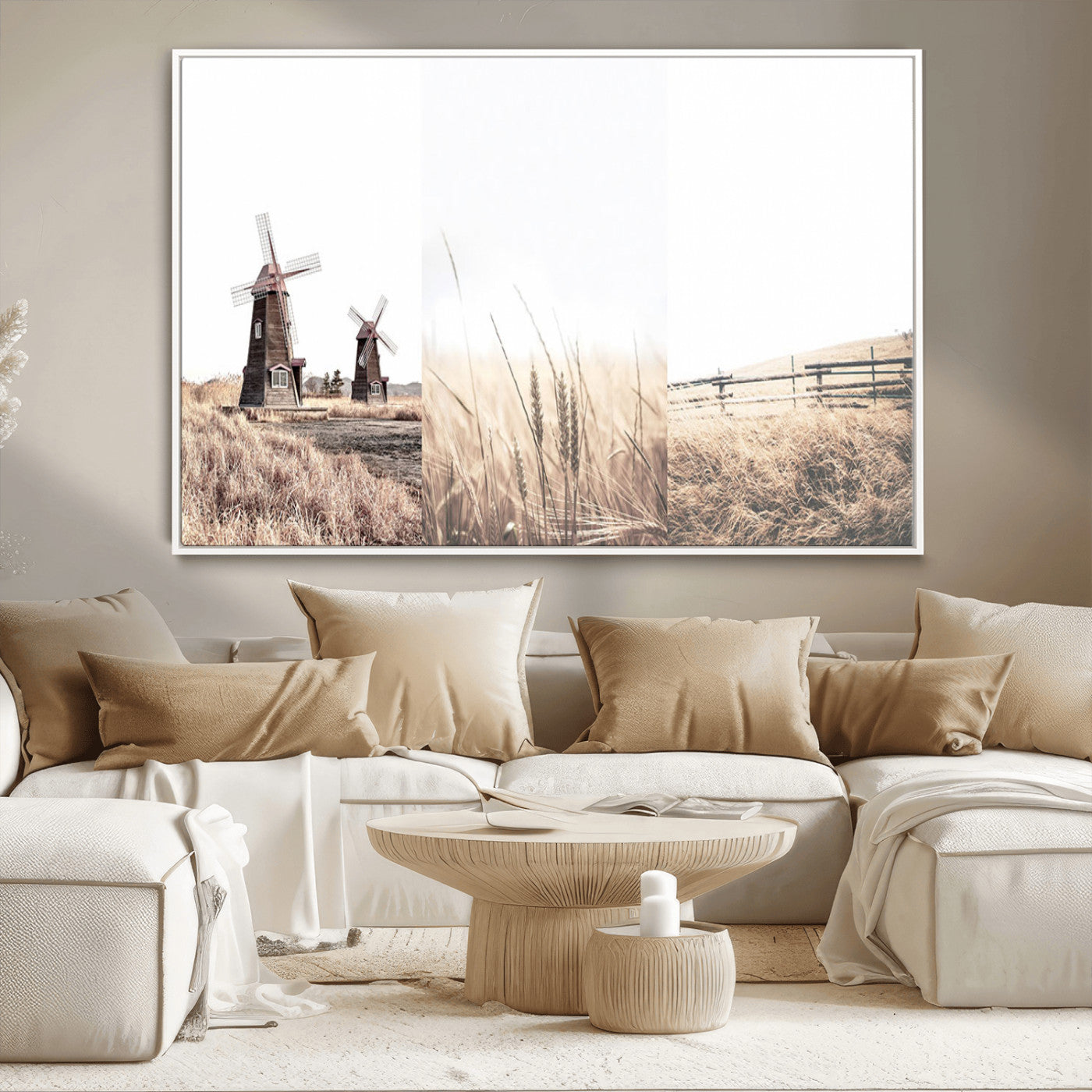 56649-MGV-CV-36X24-Farm Prints Set, Set of 3 Farmhouse Wall Art, Country House Decor, Barn Print, Wheat Print,