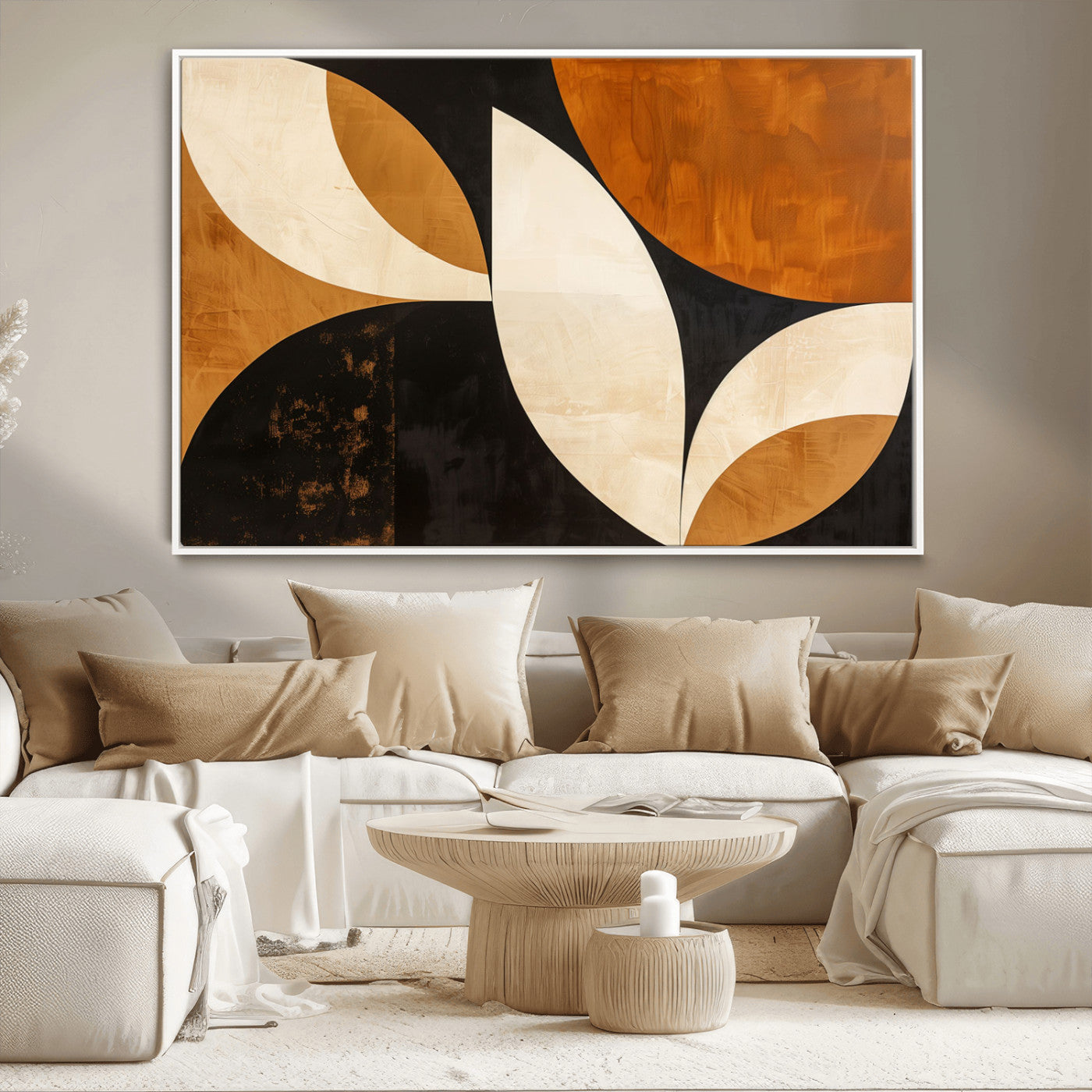 21251-MGV-CV-36X24-Geometric Abstract Wall Art Canvas Print, Mid Century Modern Wall Art Print
