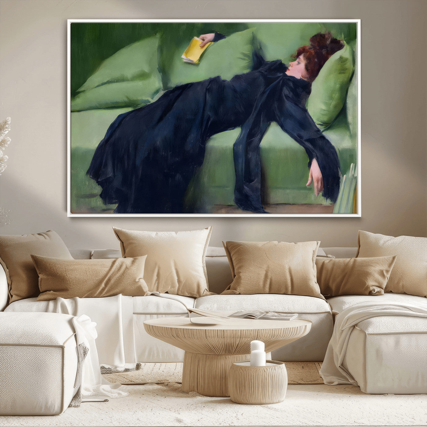 17725-MGV-CV-36X24-Decadent Girl by Ramon Casas Wall Art Canvas Print, Framed Decadent Girl Canvas Print