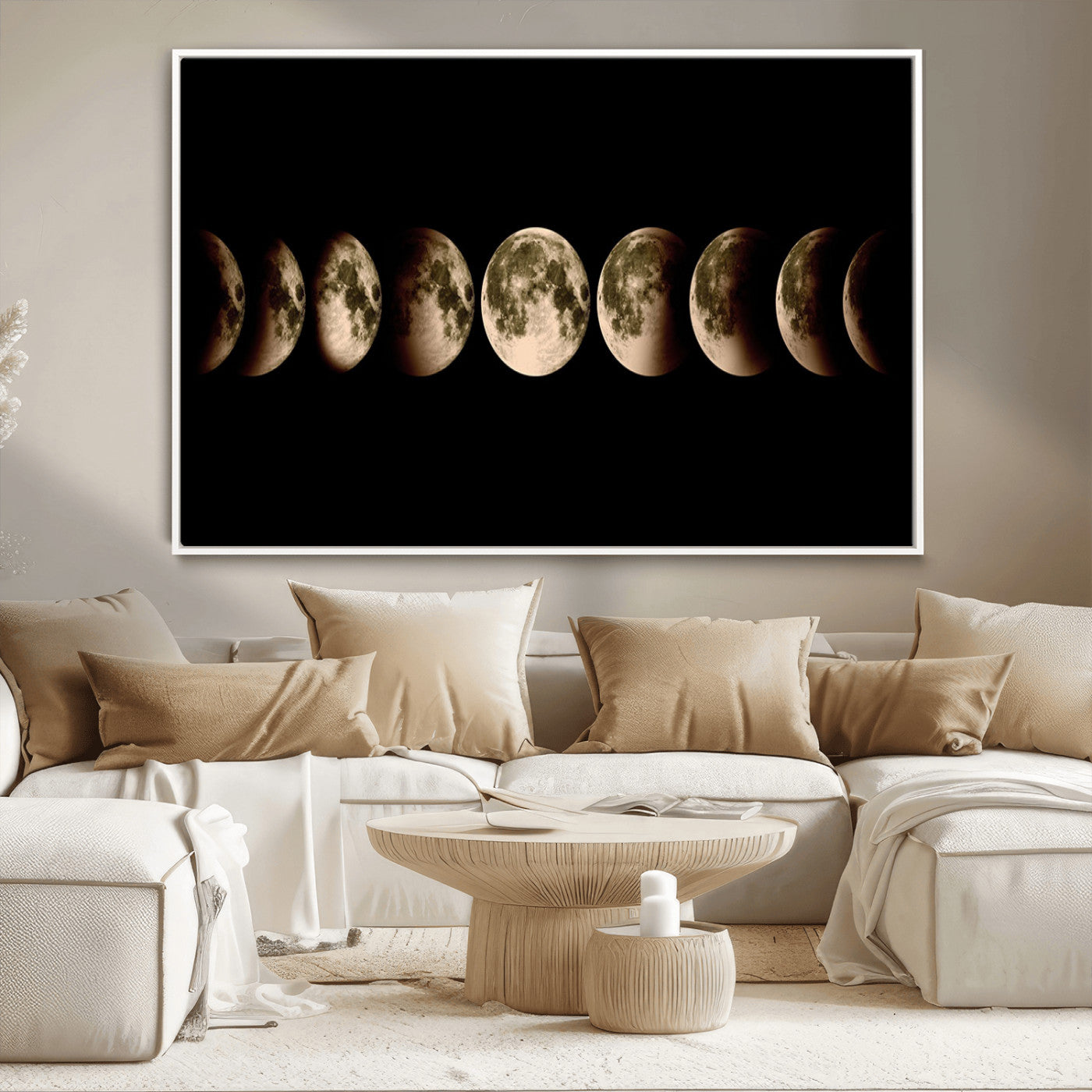 -Phases of the Moon Wall Art | Canvas Print for Modern Wall Decor | Ready to Hang and Framed