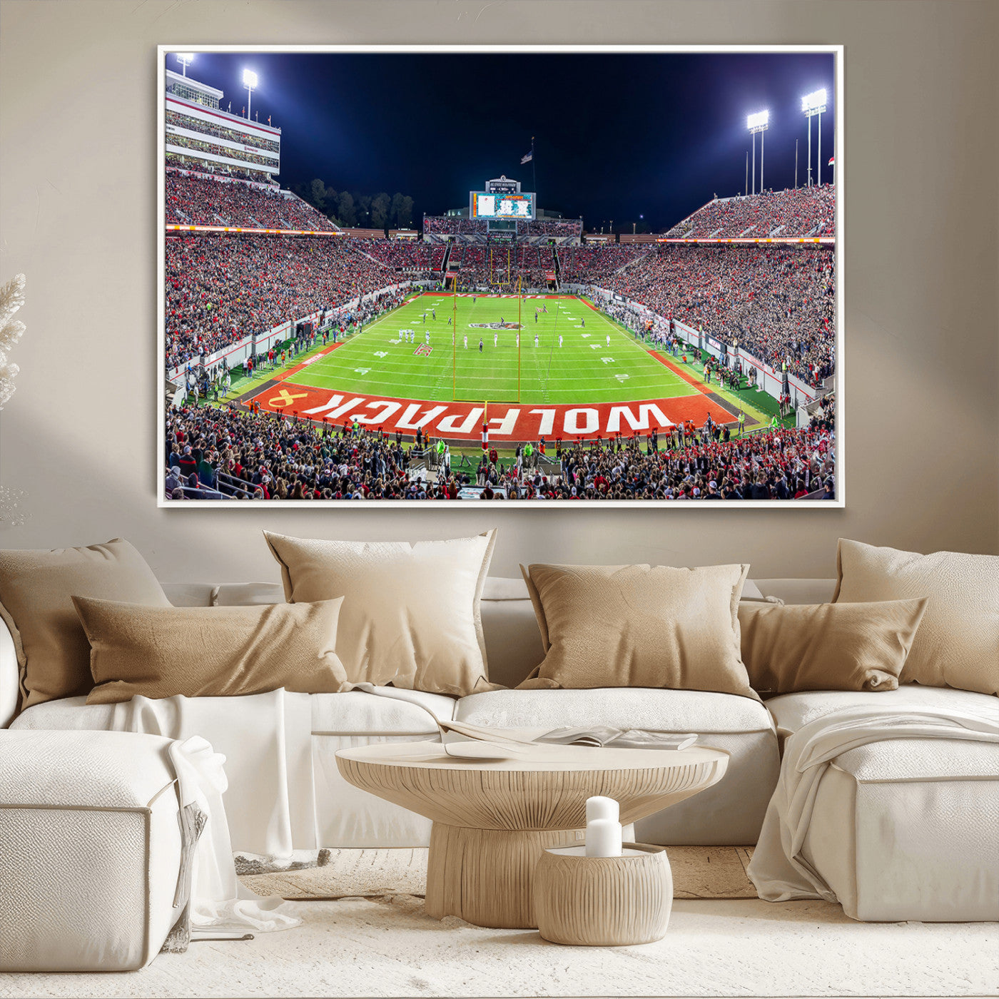 80943-MGV-CV-36X24-Wolfpack Football Team Print - Raleigh Carter-Finley Stadium Wall Art Canvas Print