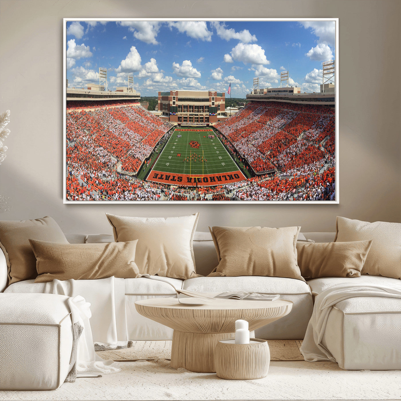 65192-MGV-CV-36X24-Oklahoma State Cowboys Football Team Print - Stillwater Boone Pickens Stadium Wall Art Canvas Print