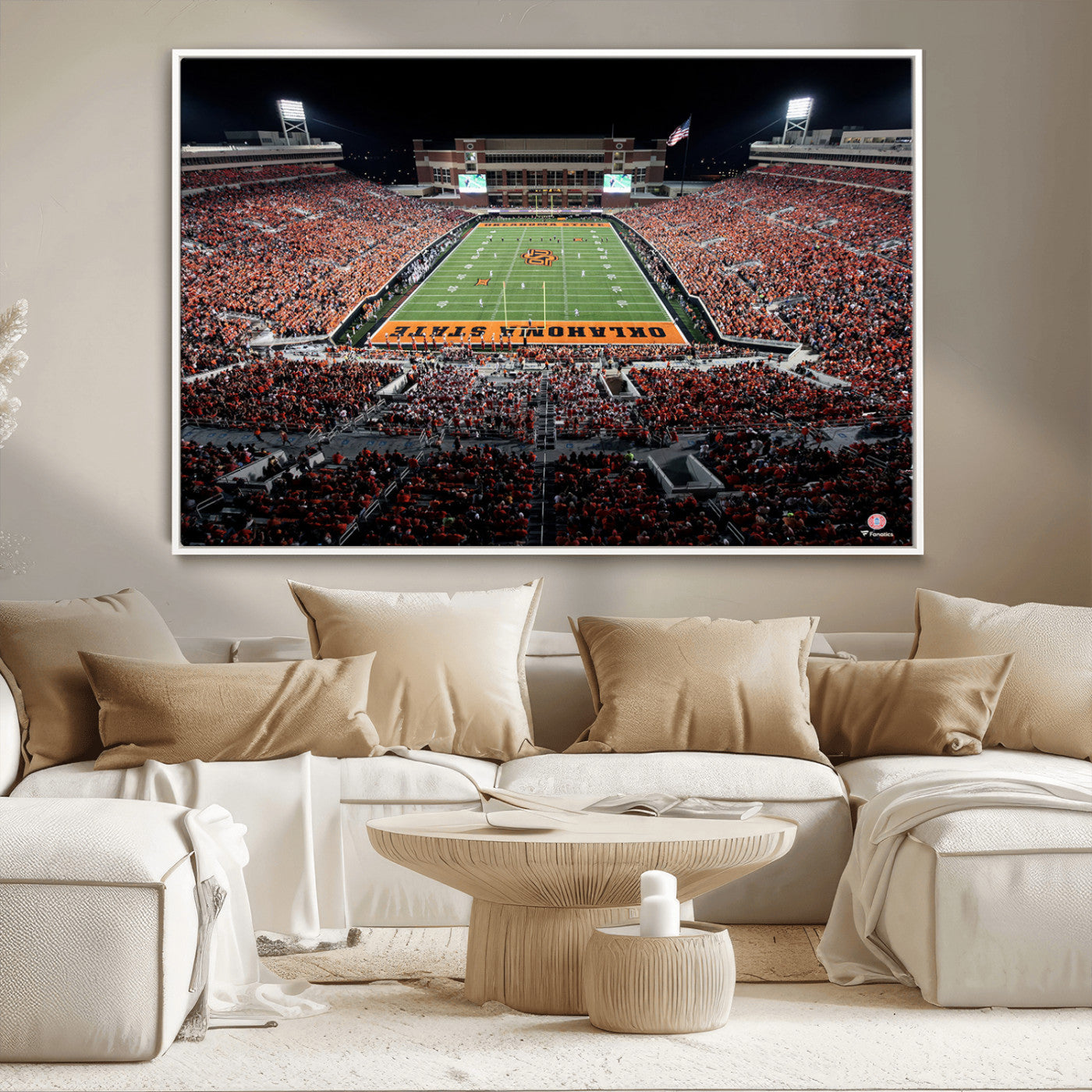 81675-MGV-CV-36X24-Boone Pickens Stadium Wall Art Oklahoma State Cowboys Print Framed Sports Canvas Art for Home, Office, Living Room