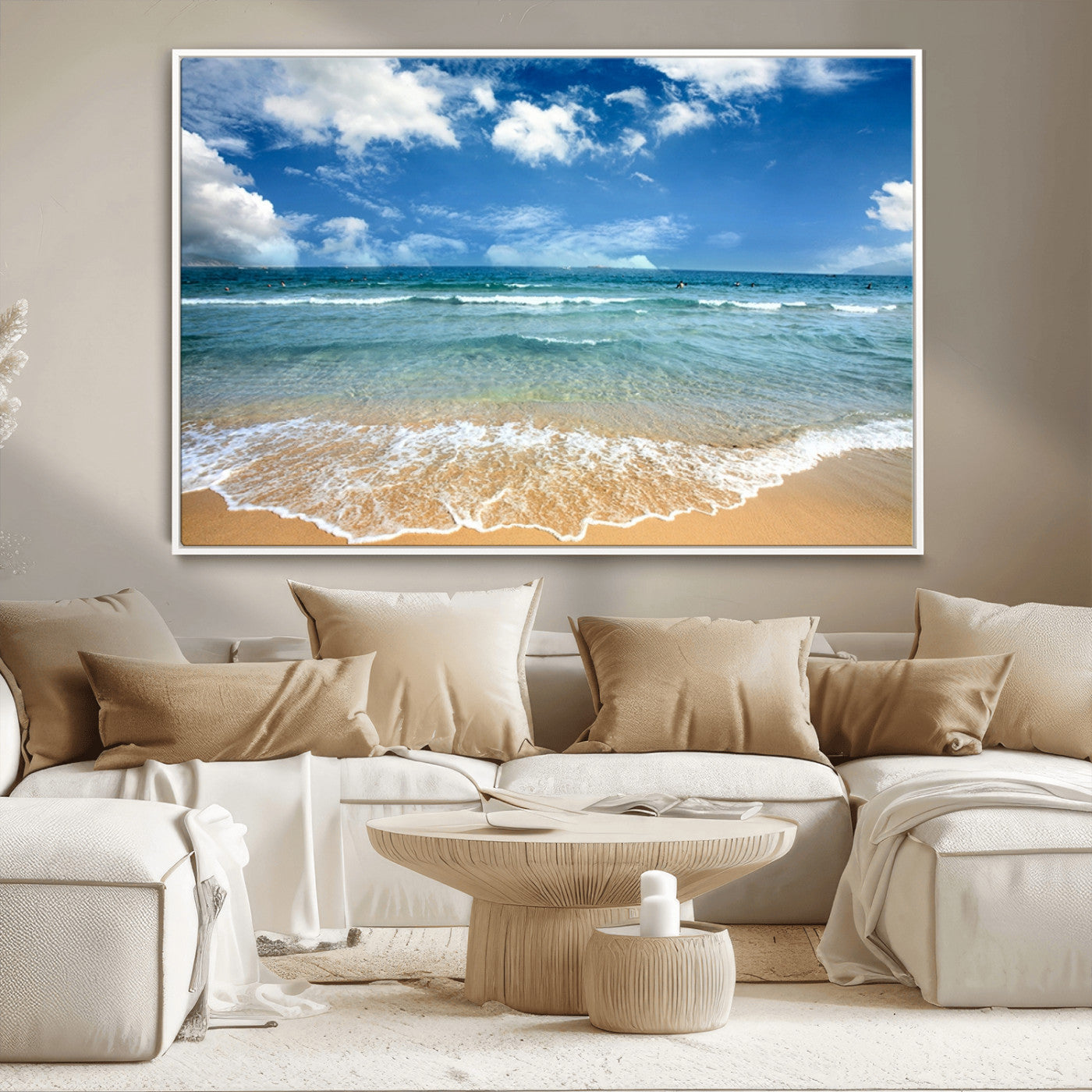 -Sea View From the Beach Canvas Print