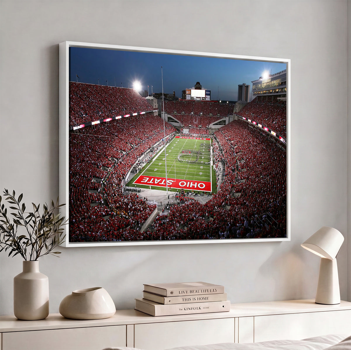 98743-PAN-FL-20X10 - Ohio State University Buckeyes Football Team Print - Columbus Ohio Stadium Wall Art Canvas Print