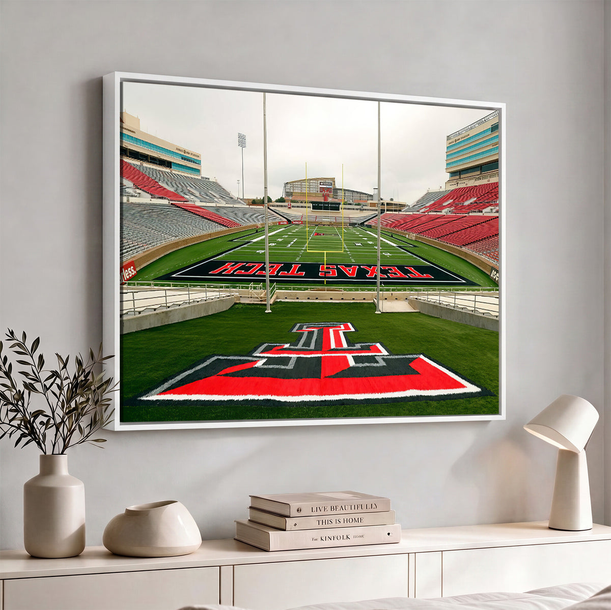 43169-PAN-FL-20X10 - Texas Tech Red Raiders Football Team Print - Lubbock Jones AT&T Stadium Wall Art Canvas Print