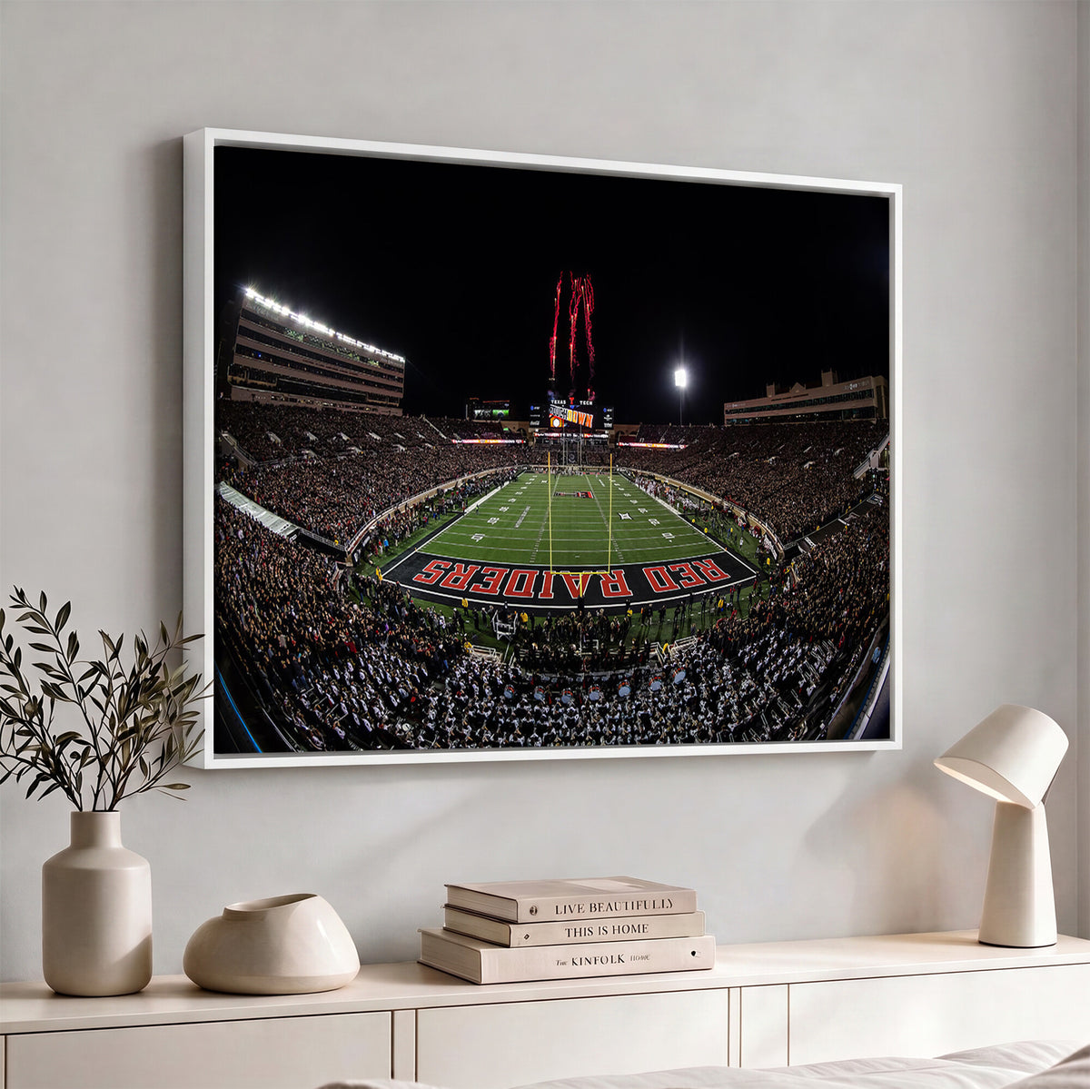 83122-PAN-FL-20X10 - Framed Texas Tech Red Raiders Stadium Canvas, Texas Tech Red Raiders Football Team Print - Lubbock