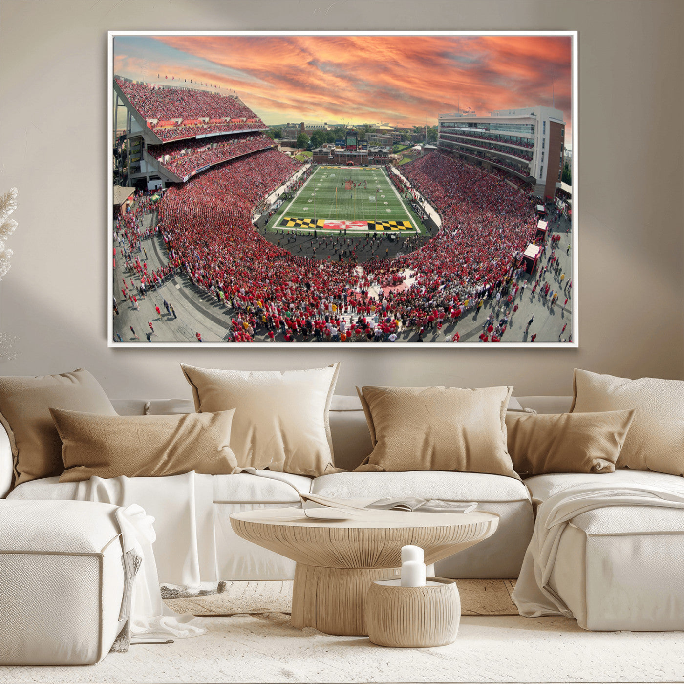 24140-MGV-CV-36X24-University of Maryland Terrapins Football Team Print - College Park SECU Stadium Wall Art Canvas