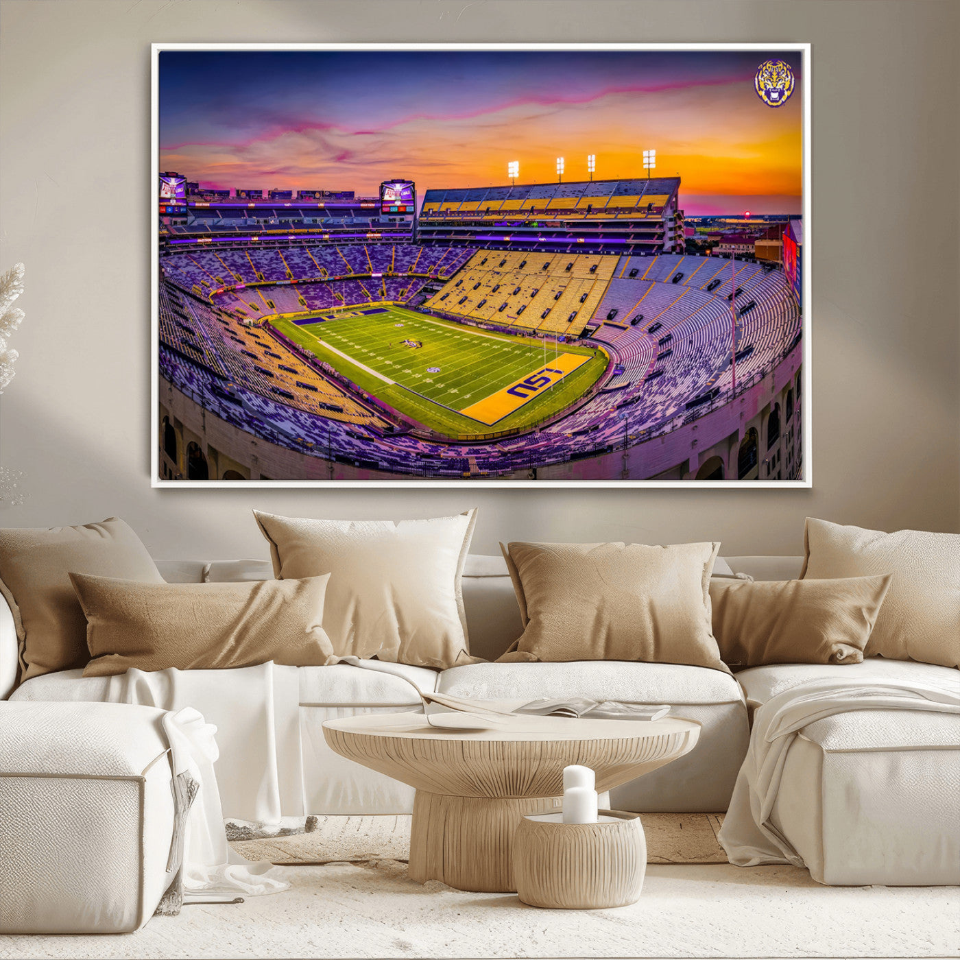 93538-MGV-CV-36X24-The Louisiana State University Tigers Football Team Print - Baton Rouge Tiger Stadium Wall Art