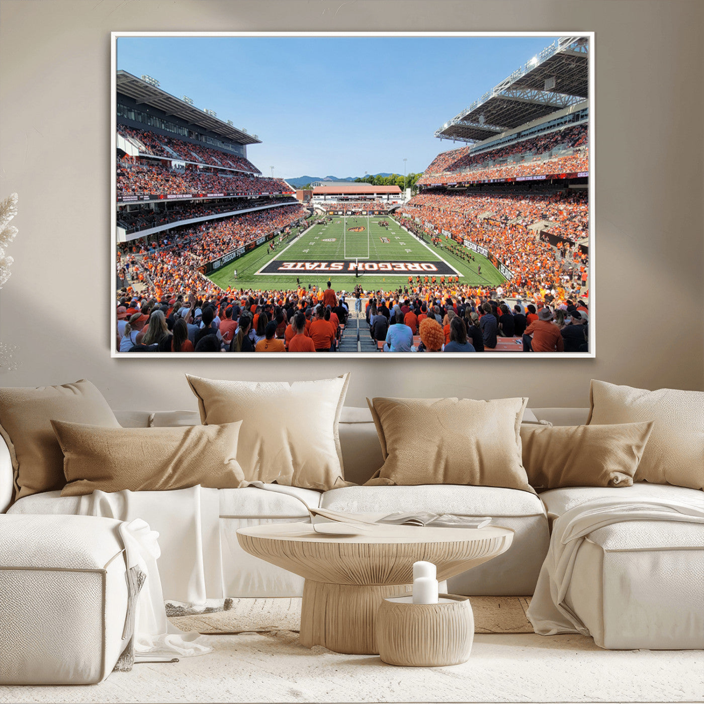 35211-MGV-CV-36X24-Oregon State Beavers Football Team Print - Corvallis Reser Stadium Wall Art Canvas Print