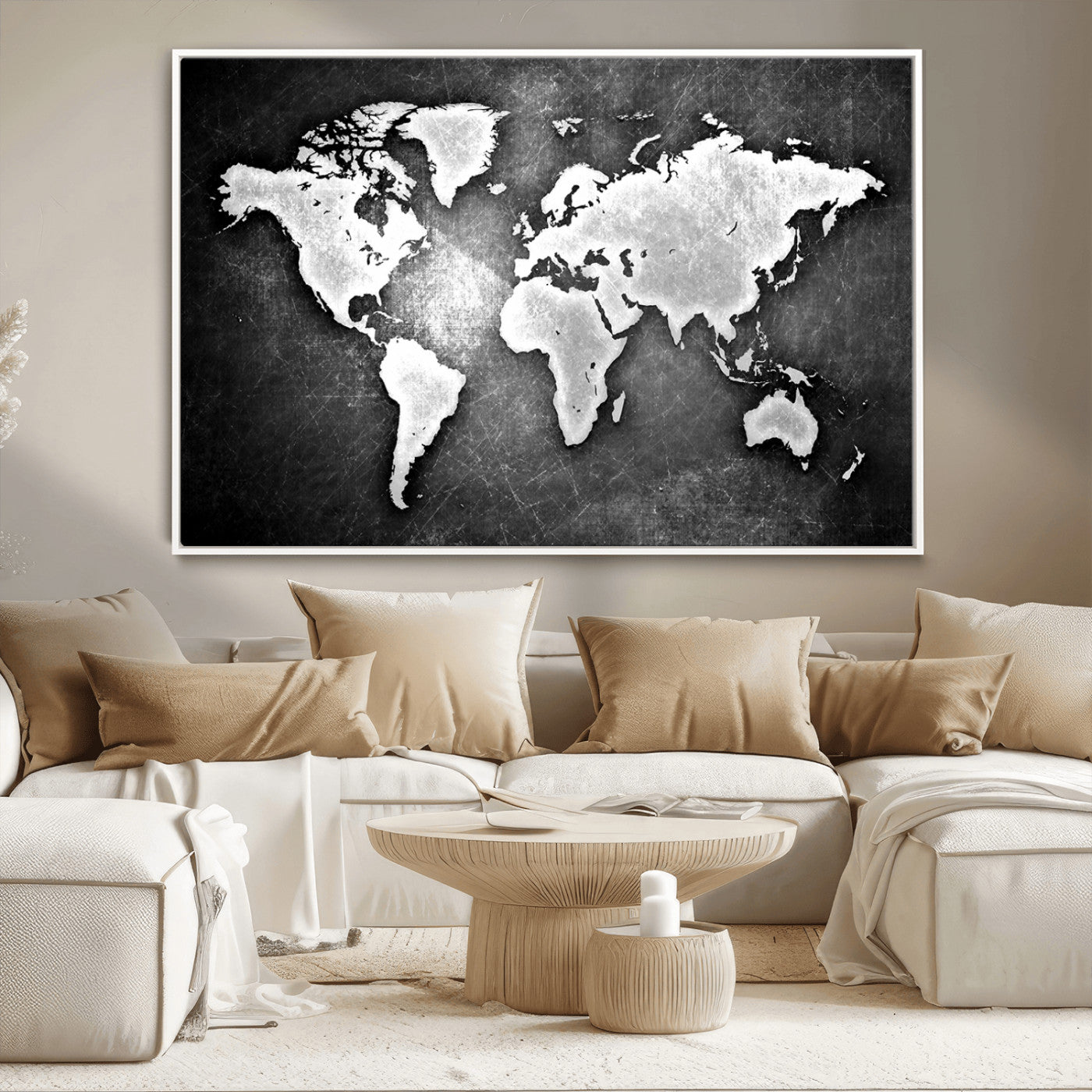 34390-MGV-CV-36X24-Push Pin World Map Canvas Print – Travel Tracker Wall Art for Couples, Perfect Anniversary Gift for Home or Office Decor