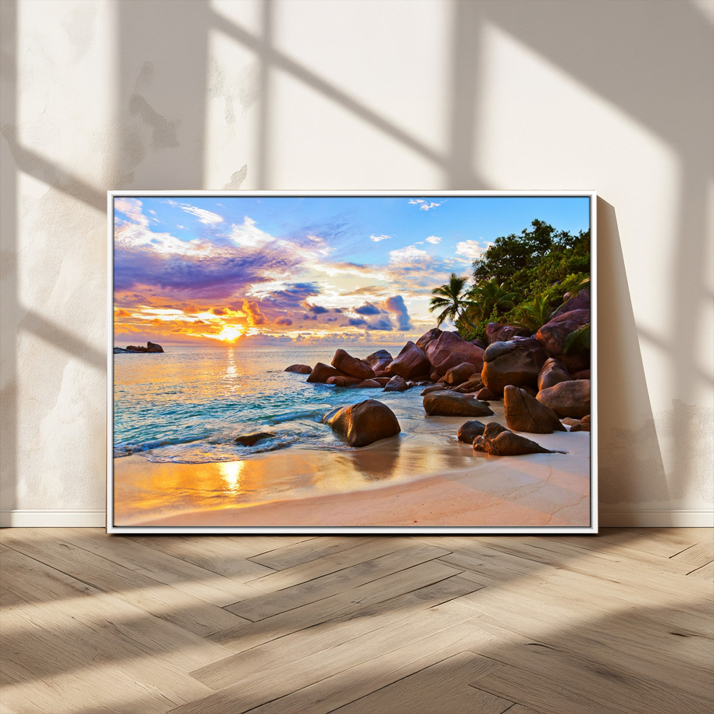 -Tropical Island Beach Sunset Canvas Print