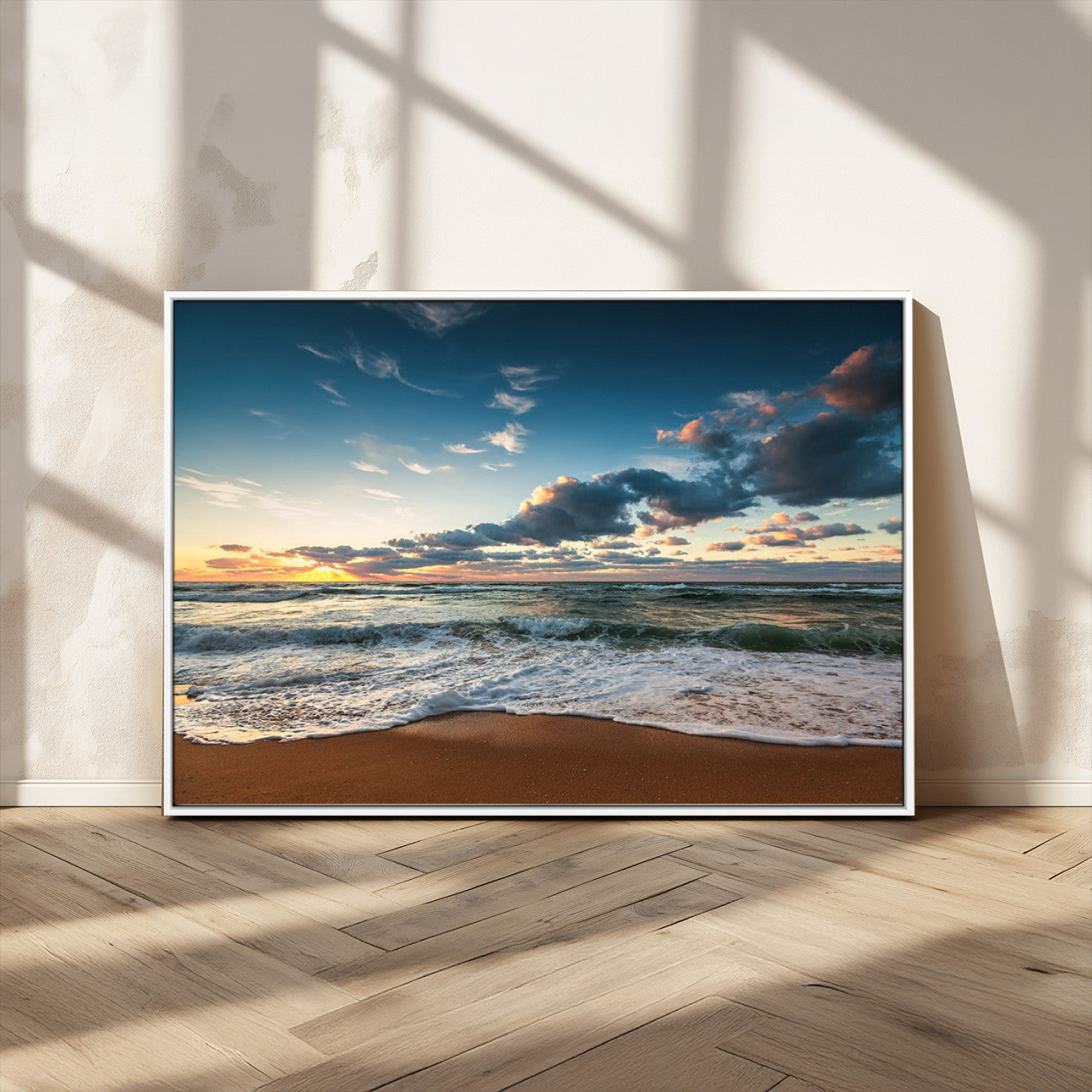 -Ocean Beach Wall Art Canvas Print Sunset Artwork Print Coastal Wall Art