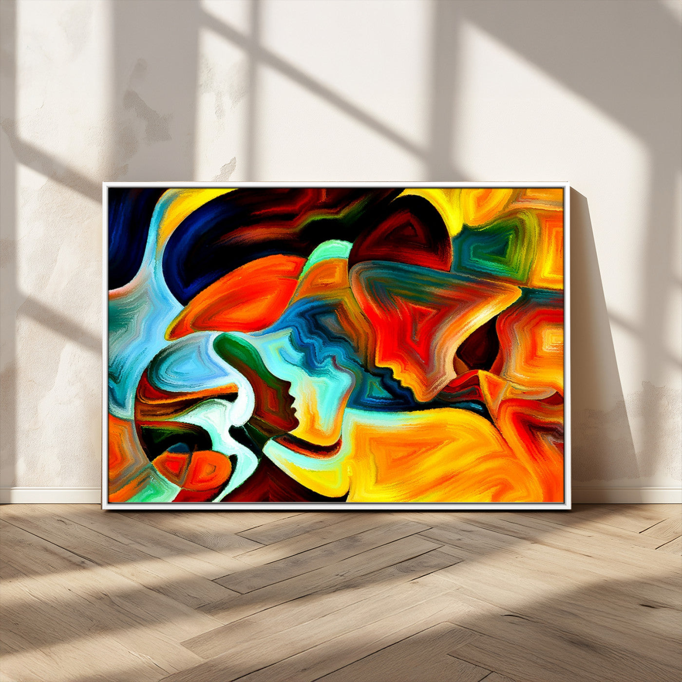 70242-MGV-CV-36X24-Human Love Figures Abstract Wall Art Canvas Print