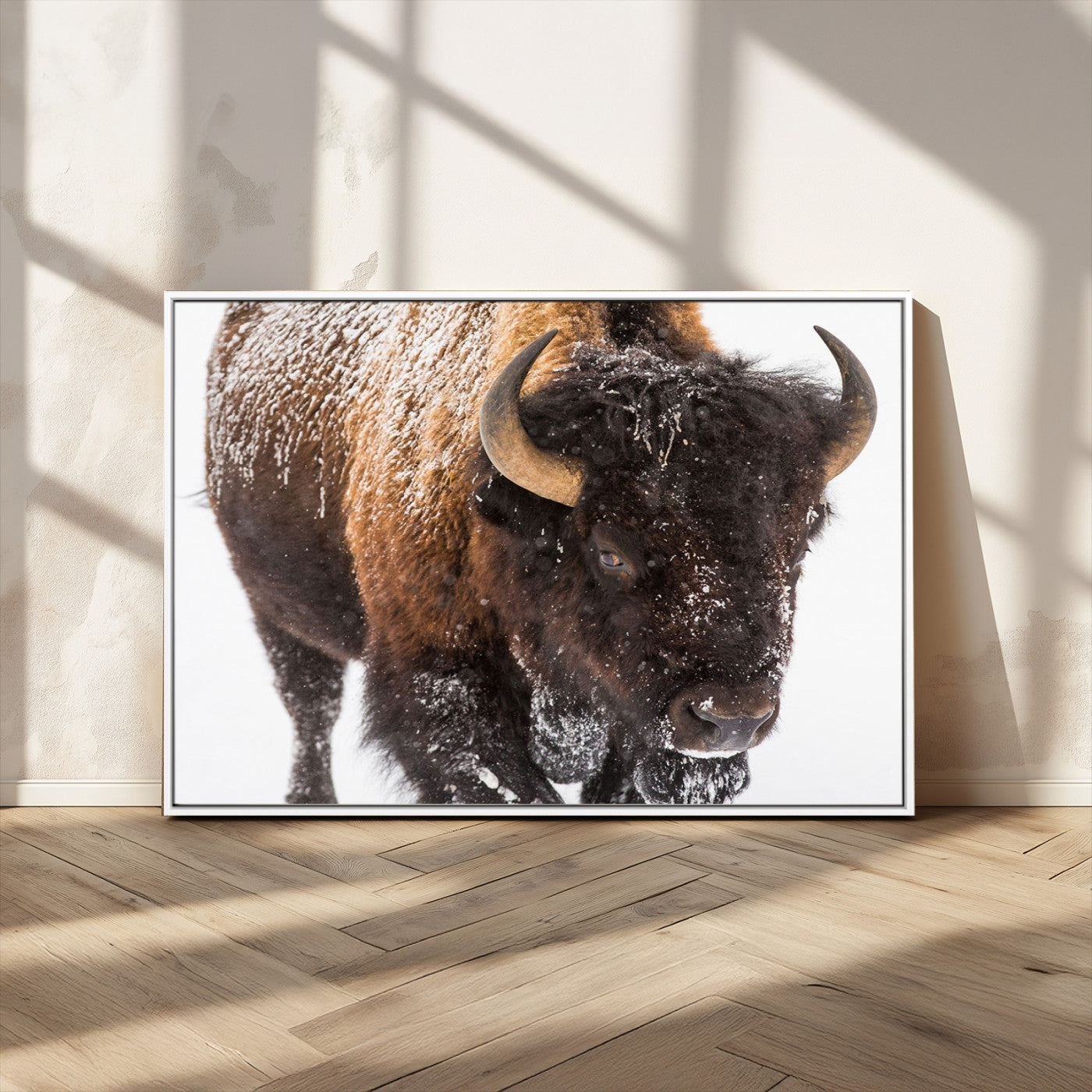 65605-MGV-CV-36X24-Bison Wall Art Canvas Print For Farmhouse, Wild Animal Wall Art, Framed Wild Bison Wall Art