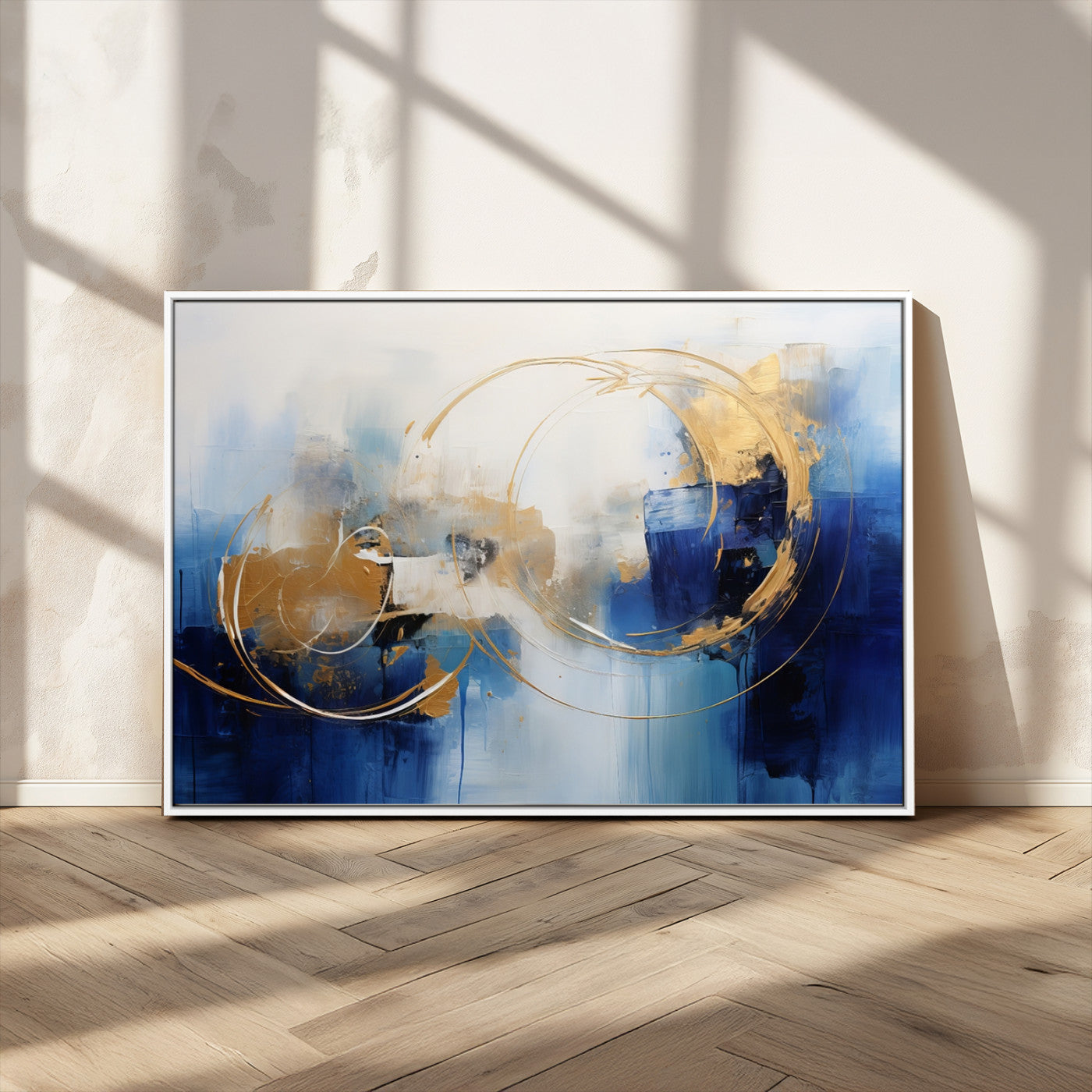 52314-MGV-CV-36X24-Navy Blue Abstract Wall Art Canvas Print
