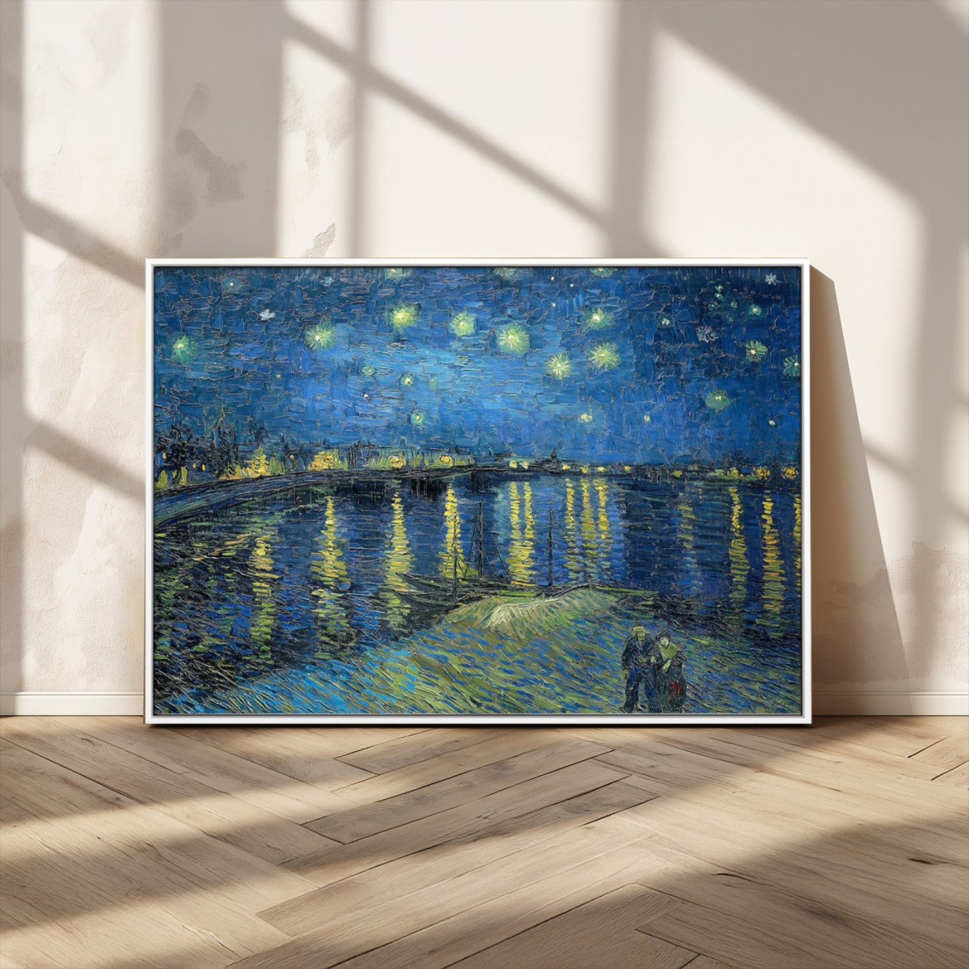 94605-MGV-CV-36X24-Vincent van Gogh Starry Night over the Rhone Abstract Wall Art Canvas, Starry Night Canvas Print