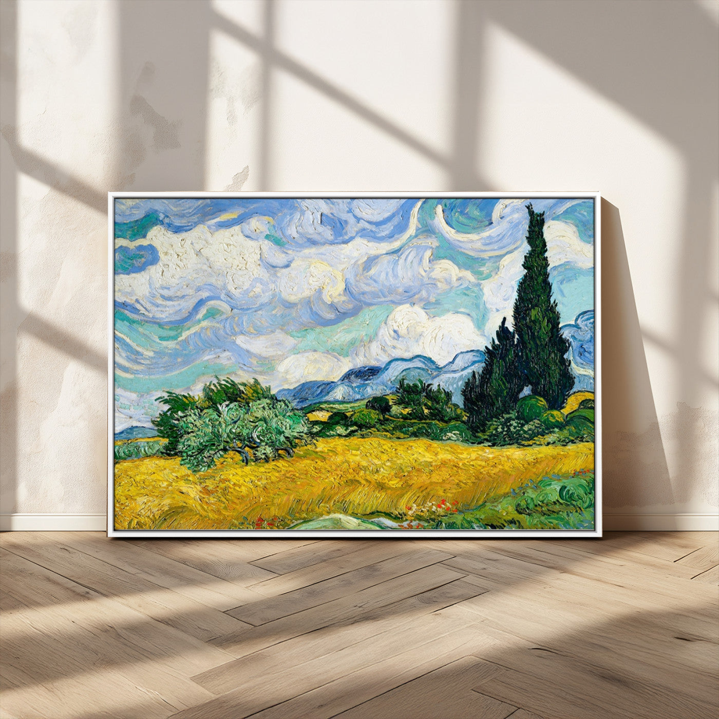 97252-MGV-CV-36X24-Wheatfield With Cypresses By Van Gogh Painting Wall Art Canvas, Wheatfield With Cypresses Canvas