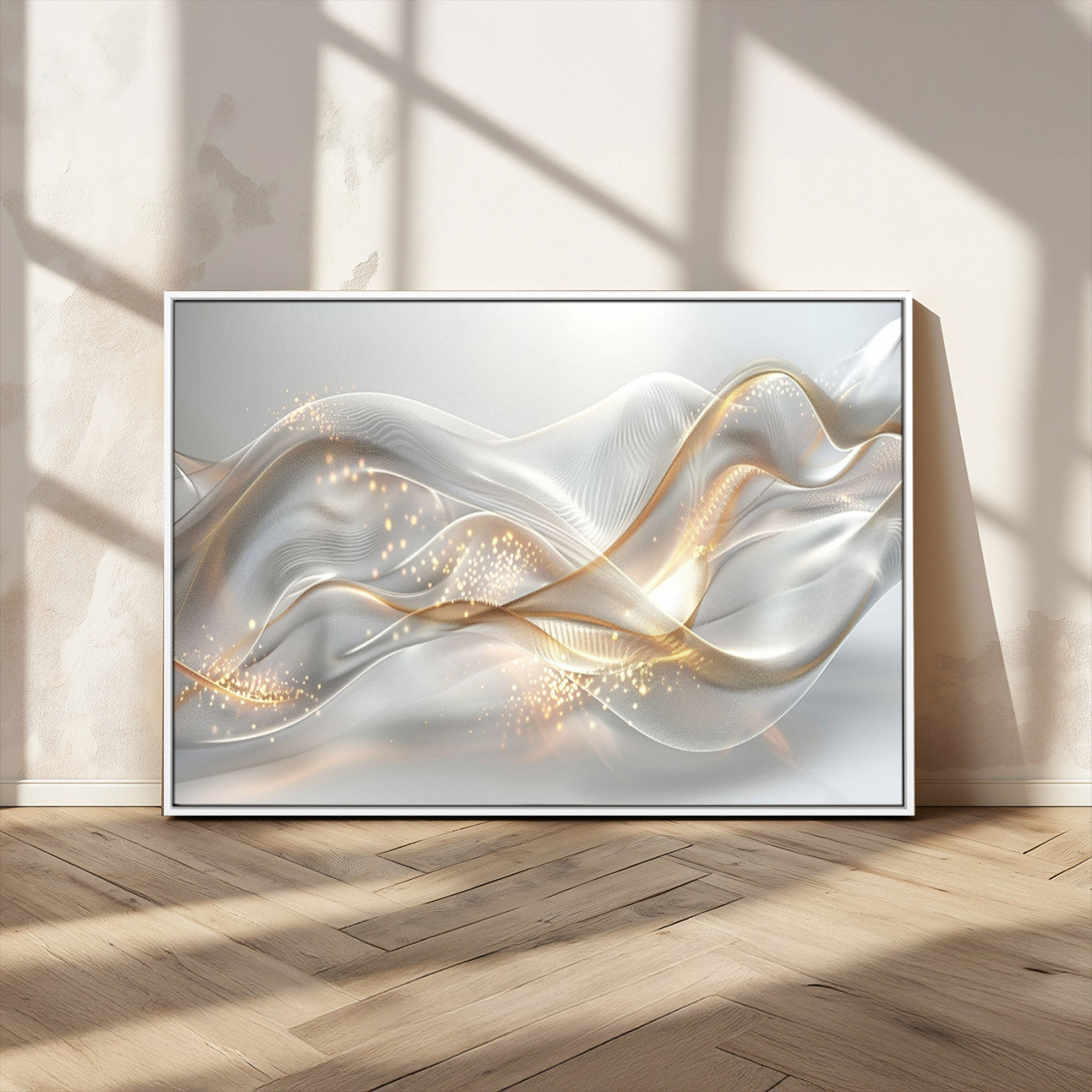 Lines2-MGV-CV-36X24-Abstract art Grey and Gold Lines Wall Art