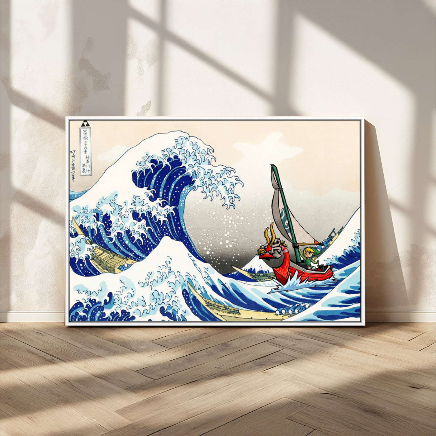 19450-MGV-CV-36X24-Katsushika Hokusai Kanagawa Giant Wave Wall Art Canvas Print | Iconic Japanese Art for Living Room