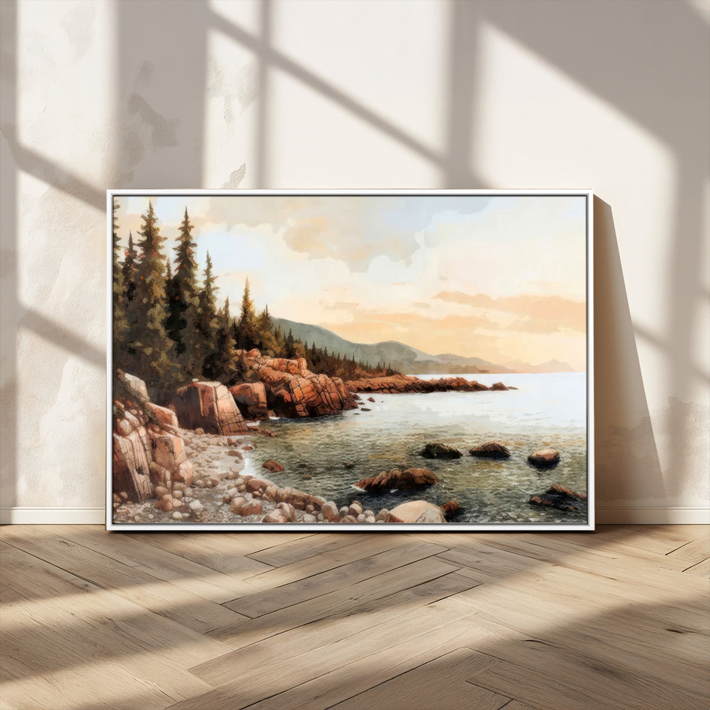 77145-MGV-CV-36X24-Serene Coastal View of Acadia National Park Wall Art - Stunning 3-Panel Wall Art Canvas Print,
