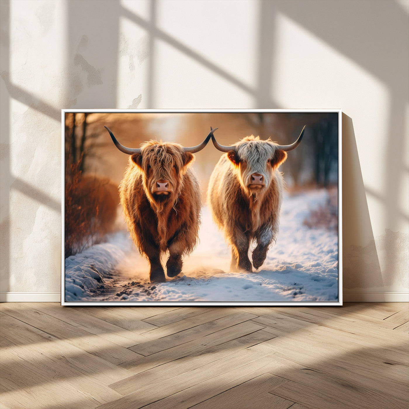 94810-MGV-CV-36X24-Scottish Highland Cow Horn Farm Wall Art Canvas Print