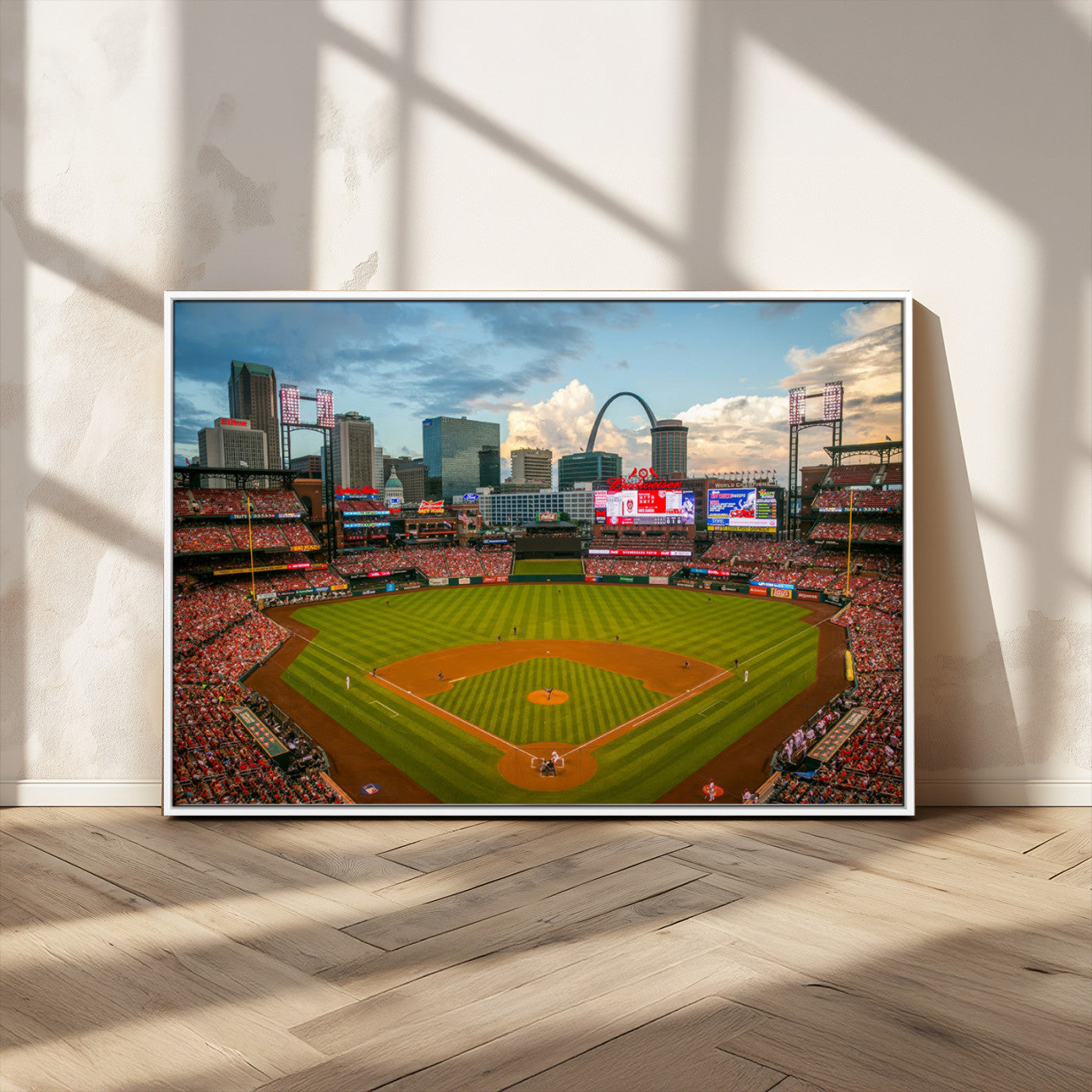 91908-MGV-FC-36X24_White-Busch Stadium Wall Art Print | St. Louis Cardinals Baseball Stadium Canvas Print | Framed Sports