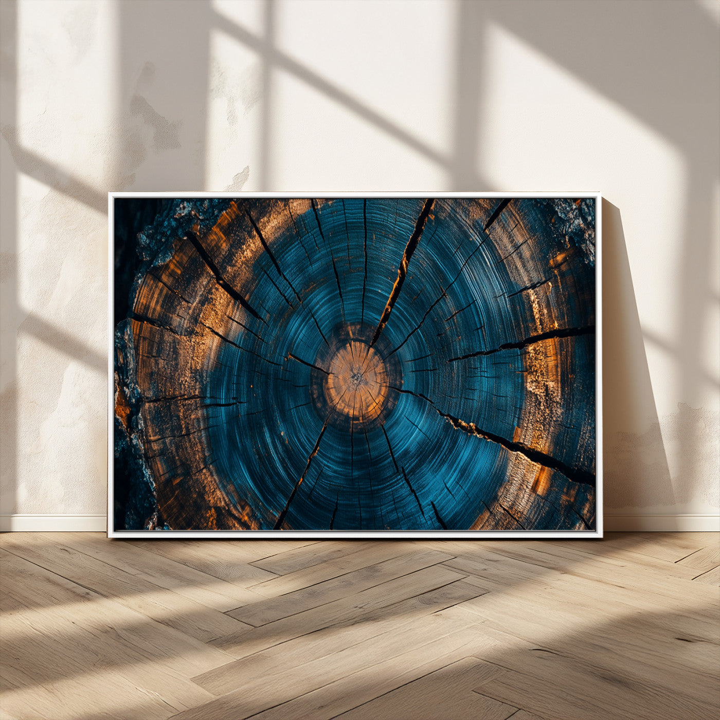 65231-MGV-FC-36X24_White-Farmhouse Wall Art - Abstract Tree Rings Canvas Wall Art Print, Framed Wood Grain Rings Artwork