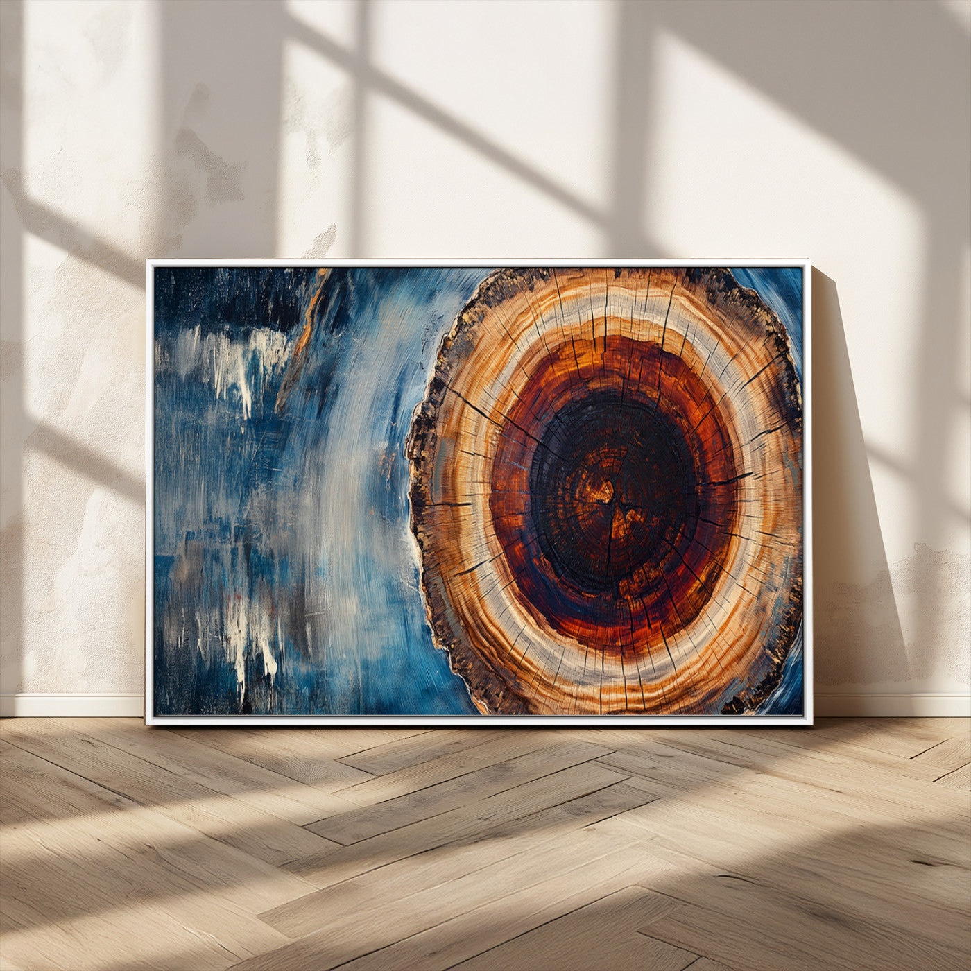 48045-MGV-FC-36X24_White-Abstract Tree Rings Wall Art Canvas Print - Wood Grain Rings Canvas Print - Nature Woodland Wall