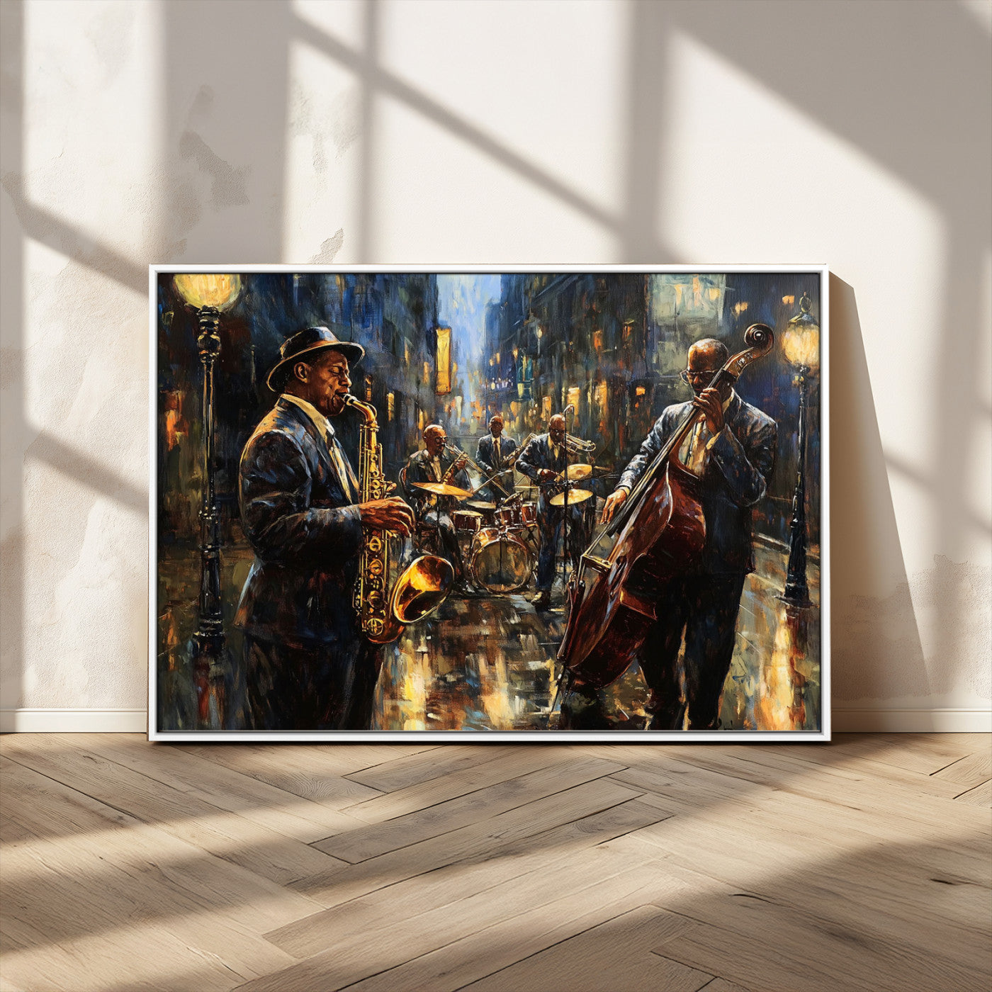 -Jazz Canvas Wall Art Print - Abstract African American Music Art - Framed Posters for Living Room or