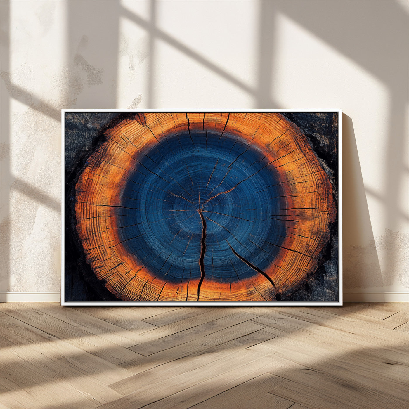 MGV-FC-36X24 - Abstract Tree Ring Wall Art Print, Natural Rustic Wood Texture Canvas Print, Framed Tree Ring Printing, Wood Tree Stump Artwork Canvas Print