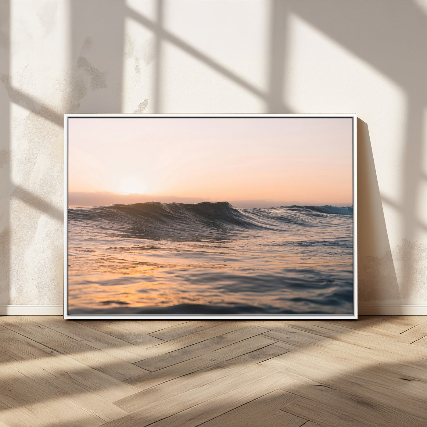46299358-MGV-CV-36X24 - Golden Sunset Ocean Wall Art – Tranquil Waves & Peaceful Horizon Canvas Print, Soft Light and Evening Glow for Serene Beach, Home or Nature Decor