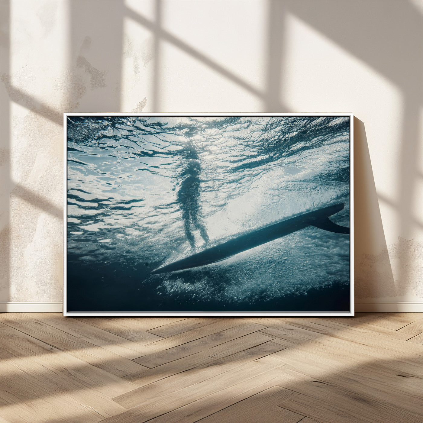 MGV-FC-36X24 - Submerged Surf Wall Art Canvas Print, Framed Underwater Perspective Art Picture Print, Ocean Surf Perfect Coastal Adventure Decor Artwork