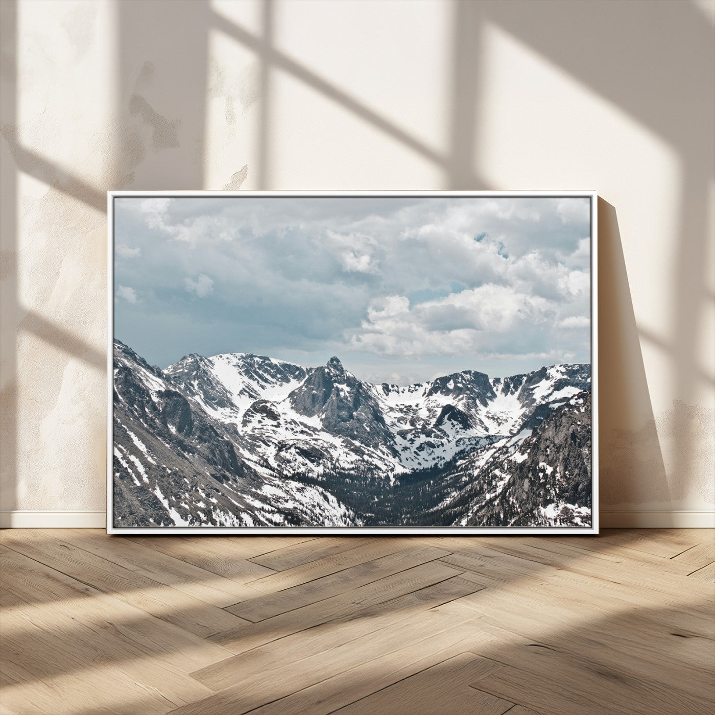 94074619-MGV-FC-36X24_White-Snowy Peaks Wall Art Canvas Print – Alpine Wilderness Mountain Escape Winter Serenity Artwork for Home, Office