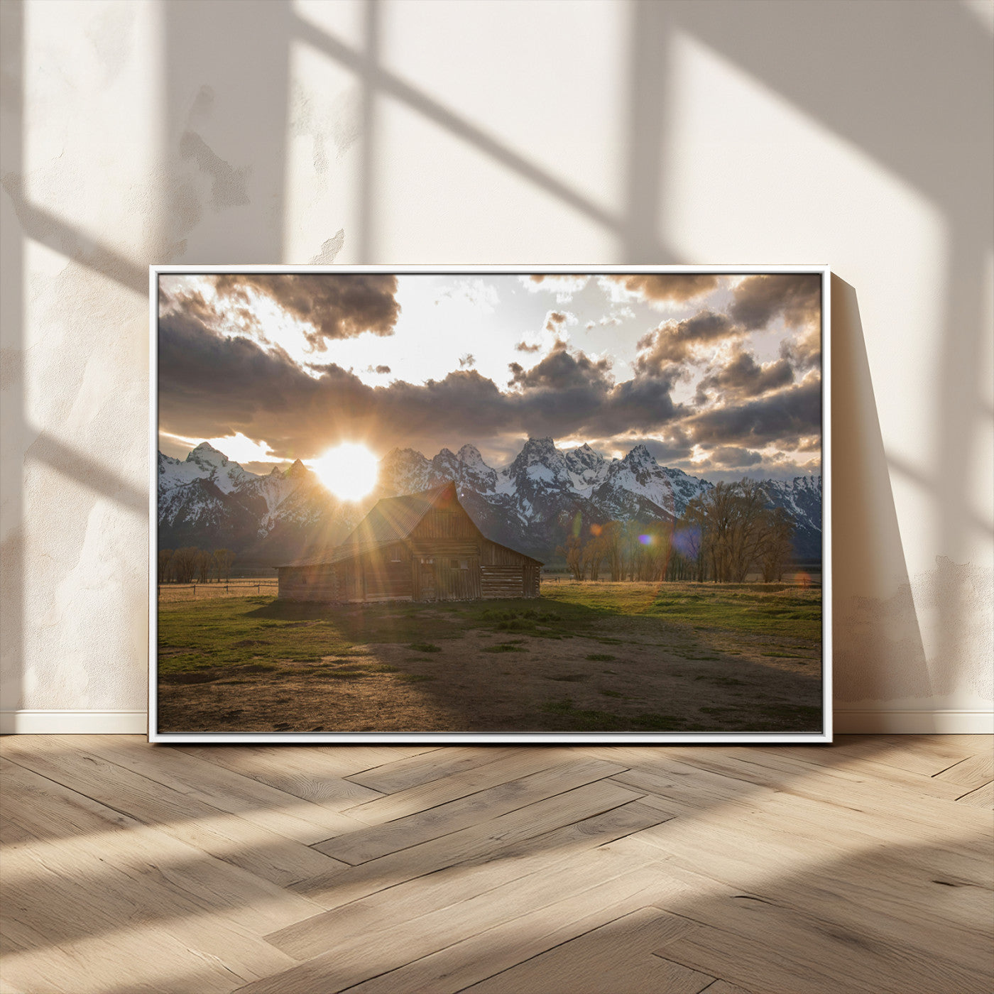 -Snowy Peaks Wall Art Canvas Print – Rustic Mountain Landscape Nature Escape Winter Forest Artwork for Home, Office