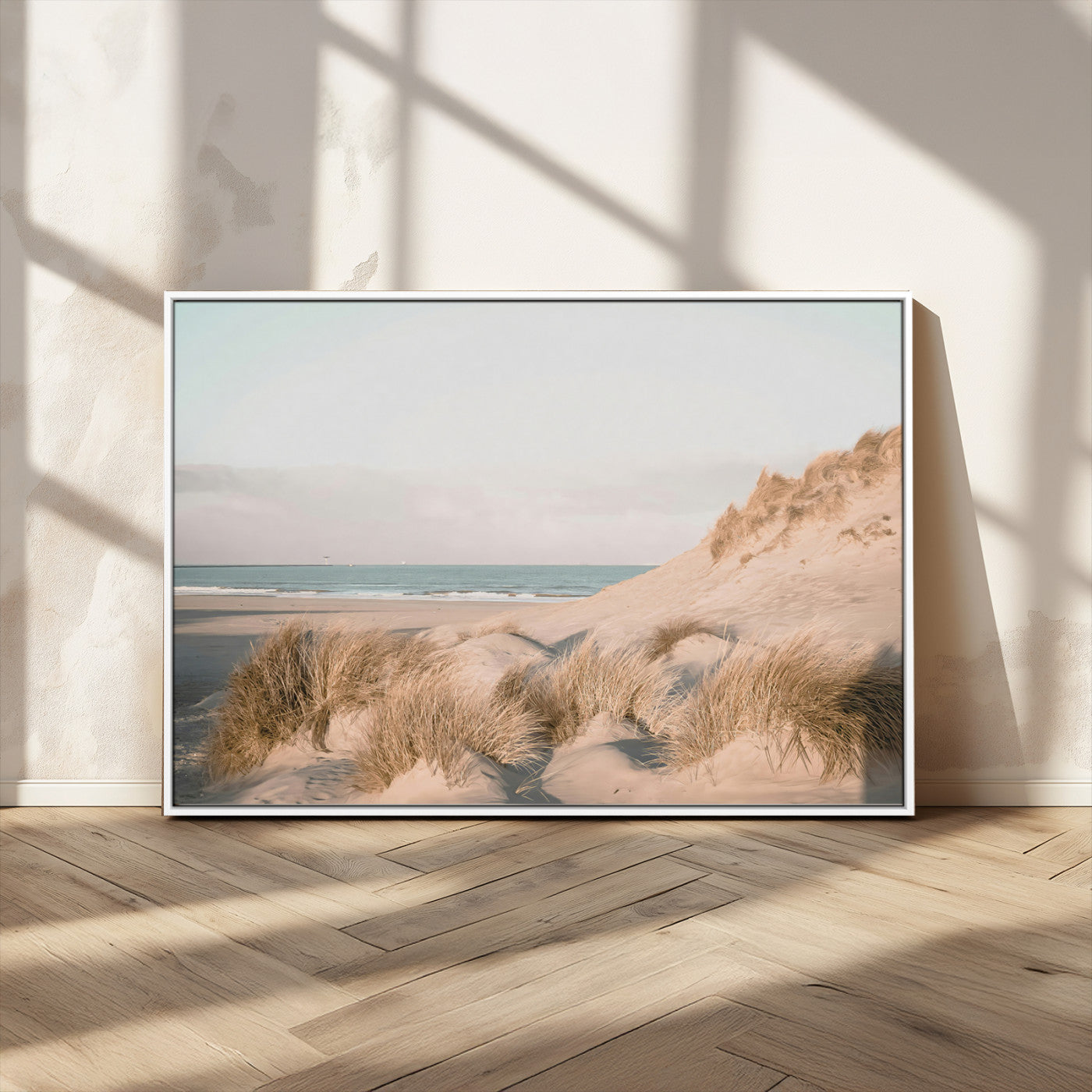 -Beach Landscape Wall Art Canvas Print – Framed Sand Dune Photography Minimalist Seascape Artwork for Home Office